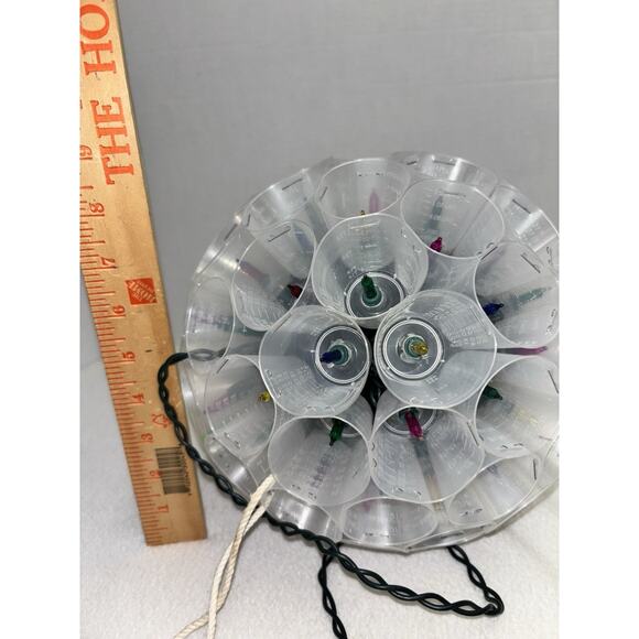 Christmas Light Ball Multi Color Bulbs Plastic Medicine Cups 9" Dia Handmade - Picture 6 of 7